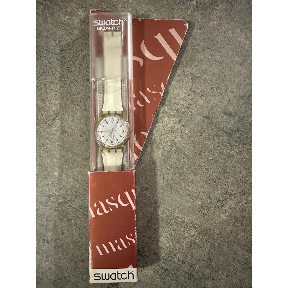Vintage Swatch Watch Masquerade Special Packaging 90s Cream Solid GK 129‎